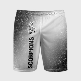 Мужские шорты спортивные с принтом Scorpions glitch на светлом фоне: по вертикали ,  |  | Тематика изображения на принте: 