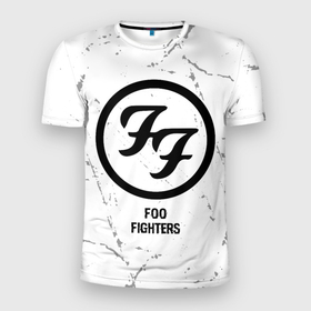 Мужская футболка 3D Slim с принтом Foo Fighters glitch на светлом фоне в Тюмени, 100% полиэстер с улучшенными характеристиками | приталенный силуэт, круглая горловина, широкие плечи, сужается к линии бедра | 