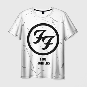 Мужская футболка 3D с принтом Foo Fighters glitch на светлом фоне в Санкт-Петербурге, 100% полиэфир | прямой крой, круглый вырез горловины, длина до линии бедер | 