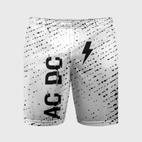Мужские шорты спортивные с принтом AC DC glitch на светлом фоне: надпись, символ в Кировске,  |  | 