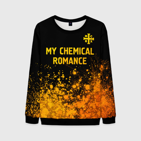 Мужской свитшот 3D с принтом My Chemical Romance   gold gradient: символ сверху в Екатеринбурге, 100% полиэстер с мягким внутренним слоем | круглый вырез горловины, мягкая резинка на манжетах и поясе, свободная посадка по фигуре | 