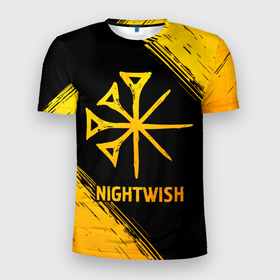 Мужская футболка 3D Slim с принтом Nightwish   gold gradient в Новосибирске, 100% полиэстер с улучшенными характеристиками | приталенный силуэт, круглая горловина, широкие плечи, сужается к линии бедра | 
