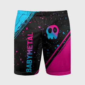 Мужские шорты спортивные с принтом Babymetal   neon gradient: надпись, символ в Курске,  |  | 