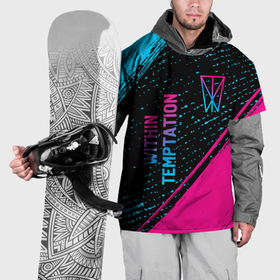 Накидка на куртку 3D с принтом Within Temptation   neon gradient: надпись, символ в Санкт-Петербурге, 100% полиэстер |  | Тематика изображения на принте: 