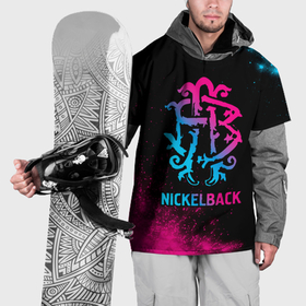Накидка на куртку 3D с принтом Nickelback   neon gradient в Екатеринбурге, 100% полиэстер |  | 