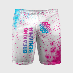 Мужские шорты спортивные с принтом Breaking Benjamin neon gradient style: надпись, символ в Курске,  |  | 