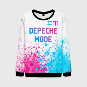 Мужской свитшот 3D с принтом Depeche Mode neon gradient style: символ сверху в Белгороде, 100% полиэстер с мягким внутренним слоем | круглый вырез горловины, мягкая резинка на манжетах и поясе, свободная посадка по фигуре | Тематика изображения на принте: 