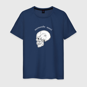 Мужская футболка хлопок с принтом Skull Memento Mori в Рязани, 100% хлопок | прямой крой, круглый вырез горловины, длина до линии бедер, слегка спущенное плечо. | Тематика изображения на принте: 