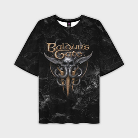 Мужская футболка oversize 3D с принтом Baldurs Gate 3 dark logo в Белгороде,  |  | 