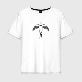 Мужская футболка хлопок Oversize с принтом Птица в египетском стиле в Петрозаводске, 100% хлопок | свободный крой, круглый ворот, “спинка” длиннее передней части | Тематика изображения на принте: 
