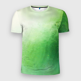 Мужская футболка 3D Slim с принтом Зелёные пиксели , 100% полиэстер с улучшенными характеристиками | приталенный силуэт, круглая горловина, широкие плечи, сужается к линии бедра | 