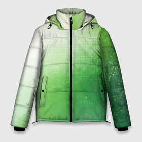 Мужская зимняя куртка 3D с принтом Зелёные пиксели в Кировске, верх — 100% полиэстер; подкладка — 100% полиэстер; утеплитель — 100% полиэстер | длина ниже бедра, свободный силуэт Оверсайз. Есть воротник-стойка, отстегивающийся капюшон и ветрозащитная планка. 

Боковые карманы с листочкой на кнопках и внутренний карман на молнии. | 