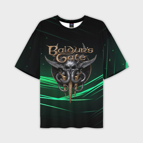 Мужская футболка oversize 3D с принтом Baldurs Gate 3  dark green в Белгороде,  |  | 
