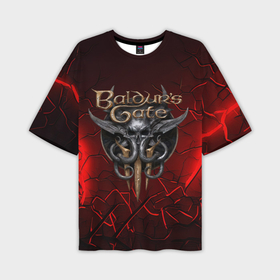 Мужская футболка oversize 3D с принтом Baldurs Gate 3  logo red в Белгороде,  |  | 