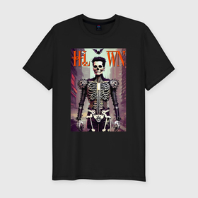 Мужская футболка хлопок Slim с принтом Skeleton fashionista   art   poster в Петрозаводске, 92% хлопок, 8% лайкра | приталенный силуэт, круглый вырез ворота, длина до линии бедра, короткий рукав | 