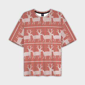 Мужская футболка oversize 3D с принтом Классический рождественнский принт с оленем в Екатеринбурге,  |  | 