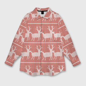 Мужская рубашка oversize 3D с принтом Классический рождественнский принт с оленем в Екатеринбурге,  |  | 