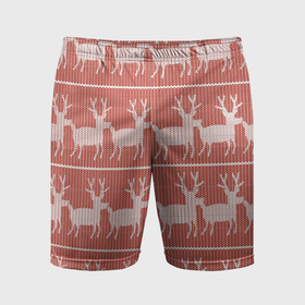 Мужские шорты спортивные с принтом Классический рождественнский принт с оленем ,  |  | 
