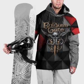 Накидка на куртку 3D с принтом Baldurs Gate 3  logo red black в Екатеринбурге, 100% полиэстер |  | Тематика изображения на принте: 