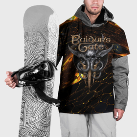 Накидка на куртку 3D с принтом Baldurs Gate 3 logo gold and black в Петрозаводске, 100% полиэстер |  | Тематика изображения на принте: 