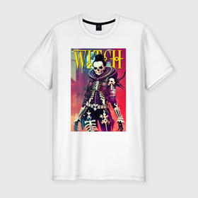 Мужская футболка хлопок Slim с принтом Cool witch   cyberpunk   halloween в Новосибирске, 92% хлопок, 8% лайкра | приталенный силуэт, круглый вырез ворота, длина до линии бедра, короткий рукав | 