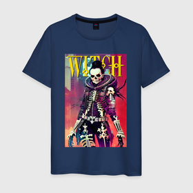 Мужская футболка хлопок с принтом Cool witch   cyberpunk   halloween в Кировске, 100% хлопок | прямой крой, круглый вырез горловины, длина до линии бедер, слегка спущенное плечо. | 