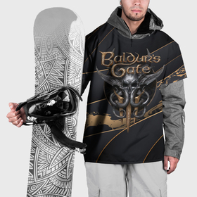 Накидка на куртку 3D с принтом Baldurs Gate 3 logo  dark logo в Екатеринбурге, 100% полиэстер |  | Тематика изображения на принте: 