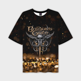 Мужская футболка oversize 3D с принтом Baldurs Gate 3 logo  dark  gold logo в Белгороде,  |  | 