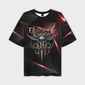 Мужская футболка oversize 3D с принтом Baldurs Gate 3 logo  black red в Белгороде,  |  | 