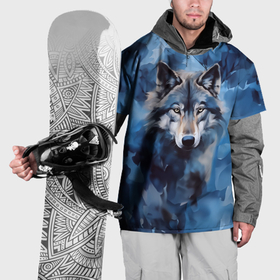 Накидка на куртку 3D с принтом Голова волка на ледяном фоне в Курске, 100% полиэстер |  | Тематика изображения на принте: 