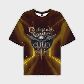Мужская футболка oversize 3D с принтом Baldurs Gate 3 logo  black gold в Белгороде,  |  | 