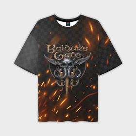 Мужская футболка oversize 3D с принтом Baldurs Gate 3  logo fire в Белгороде,  |  | 