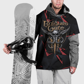 Накидка на куртку 3D с принтом Baldurs Gate 3  logo dark red в Екатеринбурге, 100% полиэстер |  | 