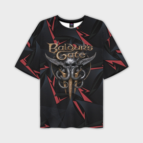 Мужская футболка oversize 3D с принтом Baldurs Gate 3  logo dark red в Екатеринбурге,  |  | Тематика изображения на принте: 