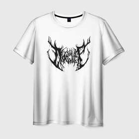 Мужская футболка 3D с принтом dxnkwer Белые с черным логотипом в Белгороде, 100% полиэфир | прямой крой, круглый вырез горловины, длина до линии бедер | 