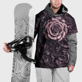 Накидка на куртку 3D с принтом Розовая роза на коричневых лепестках в Екатеринбурге, 100% полиэстер |  | 