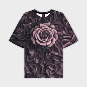Мужская футболка oversize 3D с принтом Розовая роза на коричневых лепестках в Екатеринбурге,  |  | Тематика изображения на принте: 