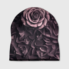 Шапка 3D с принтом Розовая роза на коричневых лепестках в Екатеринбурге, 100% полиэстер | универсальный размер, печать по всей поверхности изделия | 