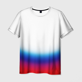 Мужская футболка 3D с принтом флаг России градиент , 100% полиэфир | прямой крой, круглый вырез горловины, длина до линии бедер | 