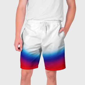 Мужские шорты 3D с принтом флаг России градиент в Кировске,  полиэстер 100% | прямой крой, два кармана без застежек по бокам. Мягкая трикотажная резинка на поясе, внутри которой широкие завязки. Длина чуть выше колен | 