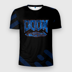Мужская футболка 3D Slim с принтом Doom дум в Курске, 100% полиэстер с улучшенными характеристиками | приталенный силуэт, круглая горловина, широкие плечи, сужается к линии бедра | 
