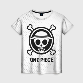 Женская футболка 3D с принтом One Piece glitch на светлом фоне , 100% полиэфир ( синтетическое хлопкоподобное полотно) | прямой крой, круглый вырез горловины, длина до линии бедер | 