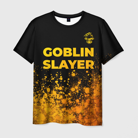 Мужская футболка 3D с принтом Goblin Slayer   gold gradient: символ сверху в Курске, 100% полиэфир | прямой крой, круглый вырез горловины, длина до линии бедер | Тематика изображения на принте: 