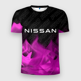 Мужская футболка 3D Slim с принтом Nissan pro racing: символ сверху в Петрозаводске, 100% полиэстер с улучшенными характеристиками | приталенный силуэт, круглая горловина, широкие плечи, сужается к линии бедра | 