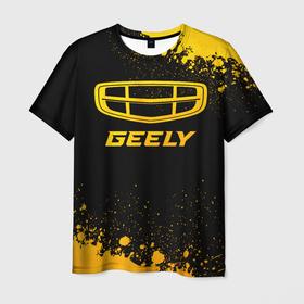 Мужская футболка 3D с принтом Geely   gold gradient , 100% полиэфир | прямой крой, круглый вырез горловины, длина до линии бедер | 