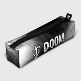 Пенал школьный 3D с принтом Doom glitch на темном фоне: надпись и символ в Тюмени, 100% полиэстер | плотная ткань, застежка на молнии | 