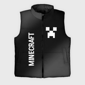 Мужской жилет утепленный 3D с принтом Minecraft glitch на темном фоне: надпись, символ ,  |  | 