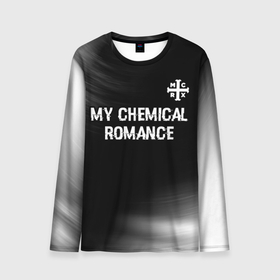 Мужской лонгслив 3D с принтом My Chemical Romance glitch на темном фоне: символ сверху в Санкт-Петербурге, 100% полиэстер | длинные рукава, круглый вырез горловины, полуприлегающий силуэт | 