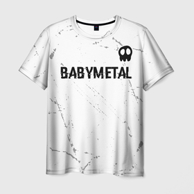 Мужская футболка 3D с принтом Babymetal glitch на светлом фоне: символ сверху в Курске, 100% полиэфир | прямой крой, круглый вырез горловины, длина до линии бедер | 