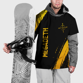 Накидка на куртку 3D с принтом Megadeth   gold gradient: надпись, символ в Кировске, 100% полиэстер |  | 